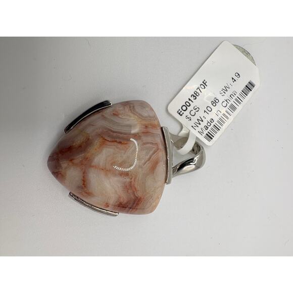 Sterling Silver Crazy Lace Agate Pendant 1.5" 13.1g - Picture 4 of 10